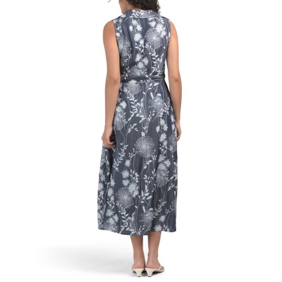 LA PICCOLA CREATIVA denim Made In Italy Sleeveless Printed Denim Maxi Dress - Picture 2 of 2